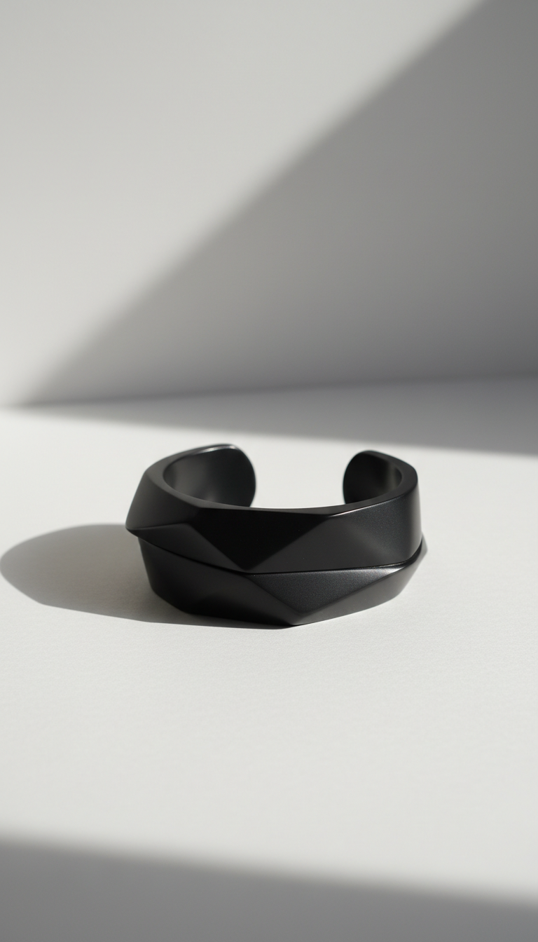 Brazalete geométrico negro mate
